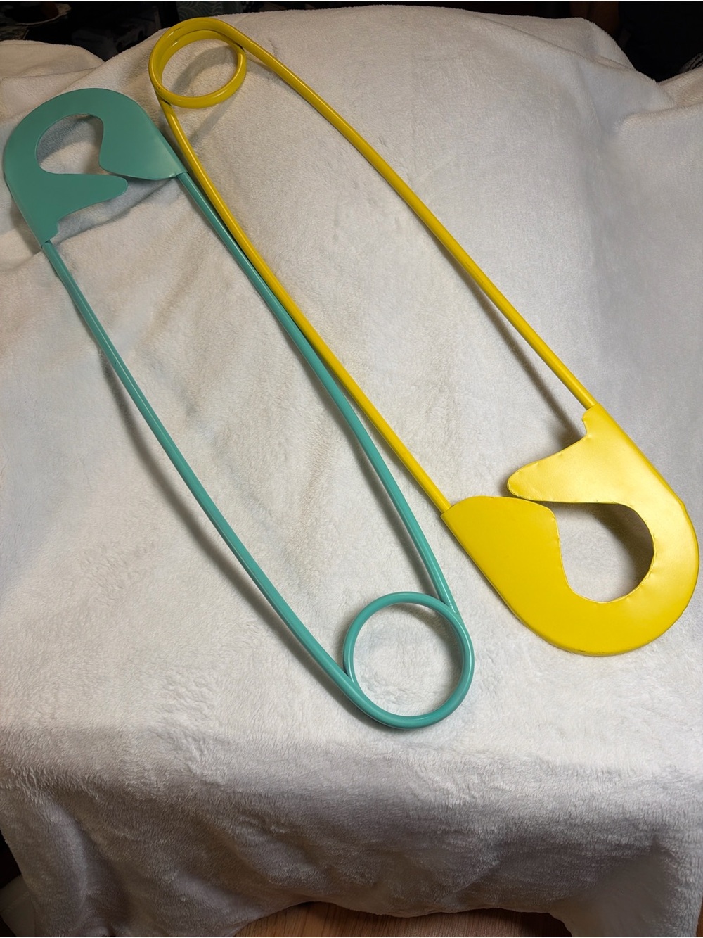 Yellow and Teal Oversized Safety Pin Wall Art